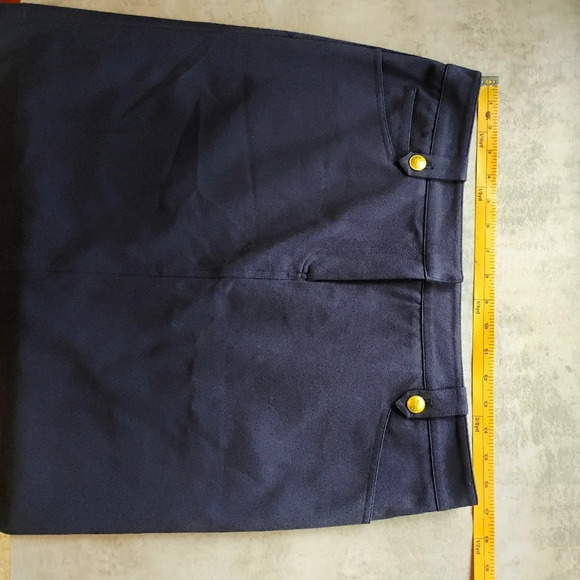 J McLaughlin Nautical Preppy Navy Blue Mini Pencil Skirt Compass Buttons Size 12 - Picture 11 of 12